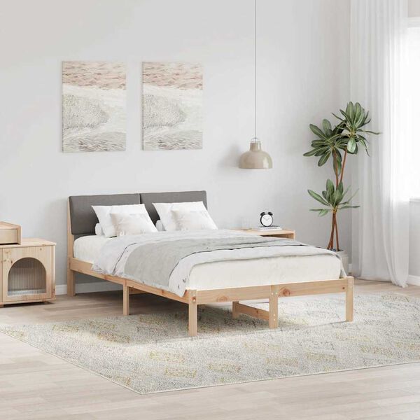 vidaXL Estrutura da cama com cabeceira Marrom e taupe 120 x 190 cm