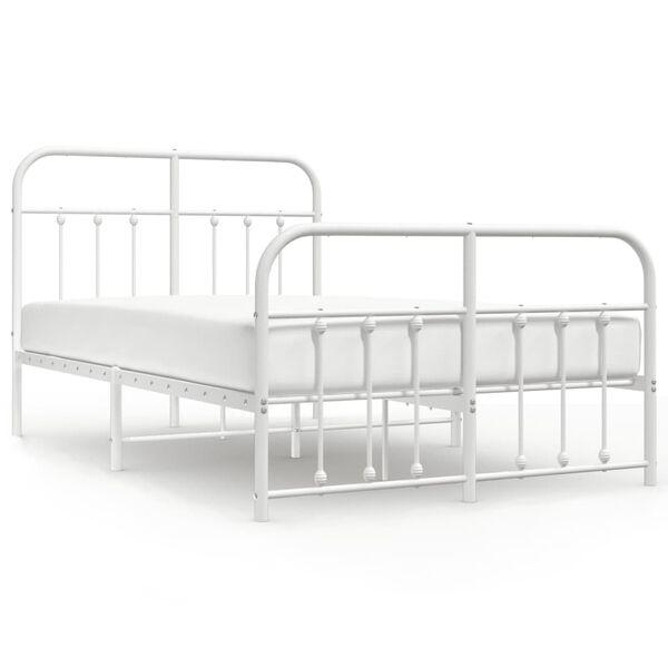 vidaXL Estrutura de cama com cabeceira e pés 120x200 cm metal branco