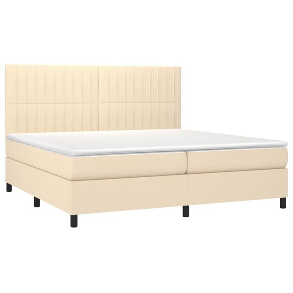 vidaXL Cama box spring c/ colch&atilde;o e LED 200x200 cm tecido cor creme