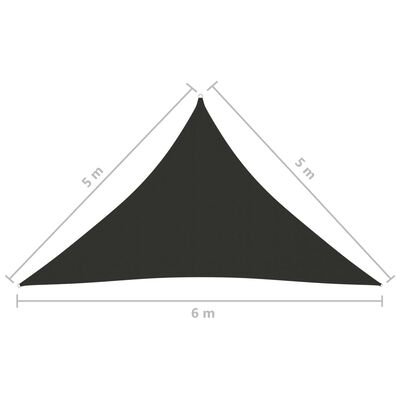 vidaXL Para-sol estilo vela tecido oxford triangular 5x5x6 m antracite