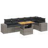 vidaXL 7 pcs conjunto sof&aacute;s p/ jardim c/ almofad&otilde;es vime PE cinzento