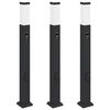 vidaXL Conjunto de 3 postes de ilumina&ccedil;&atilde;o com sensor e tomada, 80 cm, pretos, IP44