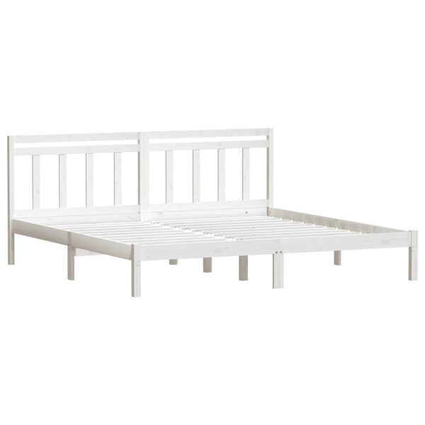 vidaXL Estrutura de cama 200x200 cm pinho maci&ccedil;o branco