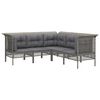 vidaXL 5 pcs conjunto lounge de jardim c/ almofad&otilde;es vime PE cinzento