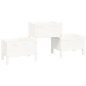 vidaXL Vaso/floreira 178,5x44x75 cm pinho maci&ccedil;o branco