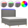 vidaXL Cama box spring c/ colch&atilde;o e LED 140x190 cm tecido cinza-escuro