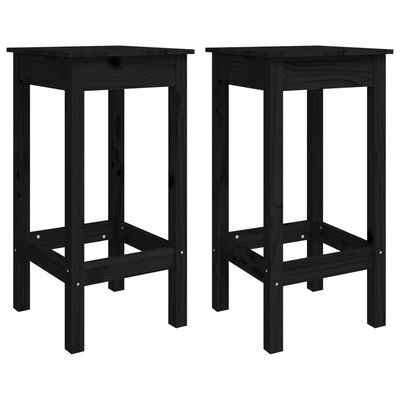 vidaXL Cadeiras de bar 2 pcs 40x40x78 cm madeira de pinho maciça preto
