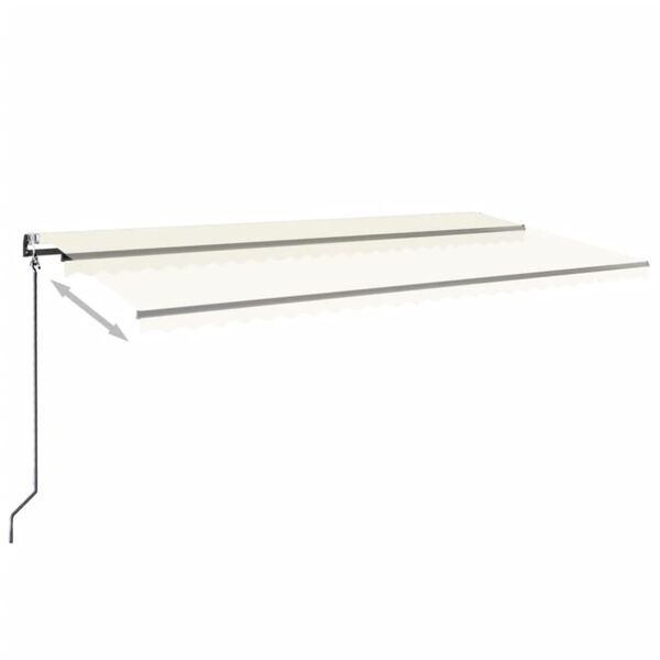 vidaXL Toldo autom&aacute;tico com LED e sensor de vento 600x350 cm creme