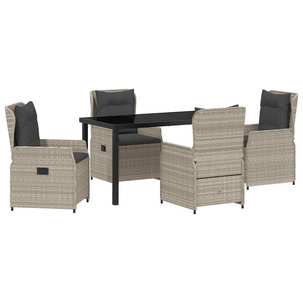 vidaXL Conjunto de Jantar para Jardim 5 pcs Cinzento-claro vime PE