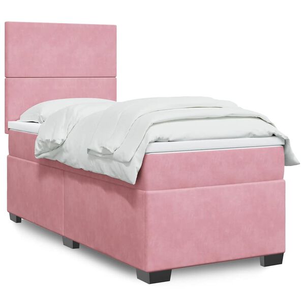 vidaXL Cama com molas/colch&atilde;o 80x200 cm veludo rosa