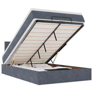vidaXL Estrutura de cama otomana com colch&atilde;o cinza escuro veludo