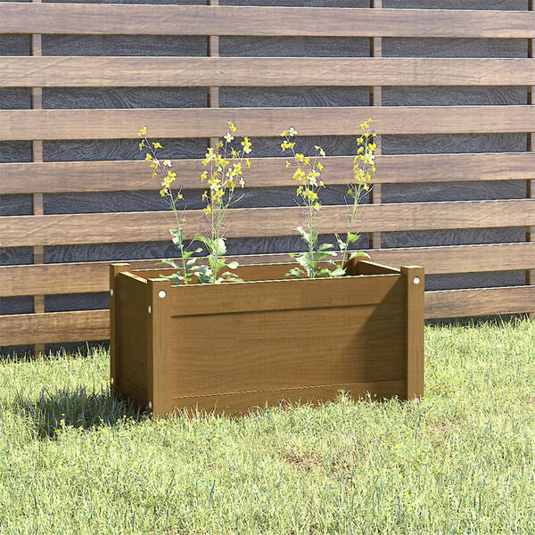 vidaXL Vaso/floreira de jardim 60x31x31 cm pinho maci&ccedil;o castanho-mel