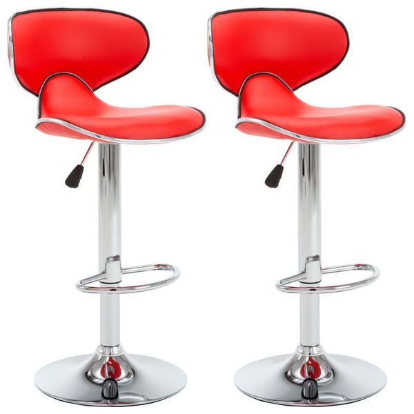 vidaXL Bancos de bar 2 pcs couro artificial vermelho