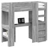 vidaXL Estrutura de Cama Loft com Mesa Cinza Sonoma 75 x 190 cm