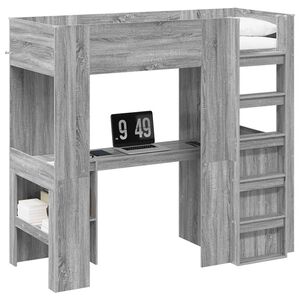 vidaXL Estrutura de Cama Loft com Mesa Cinza Sonoma 75 x 190 cm