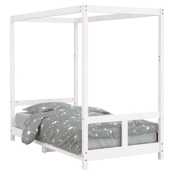 vidaXL Estrutura de cama infantil 80x160 cm pinho maciço branco