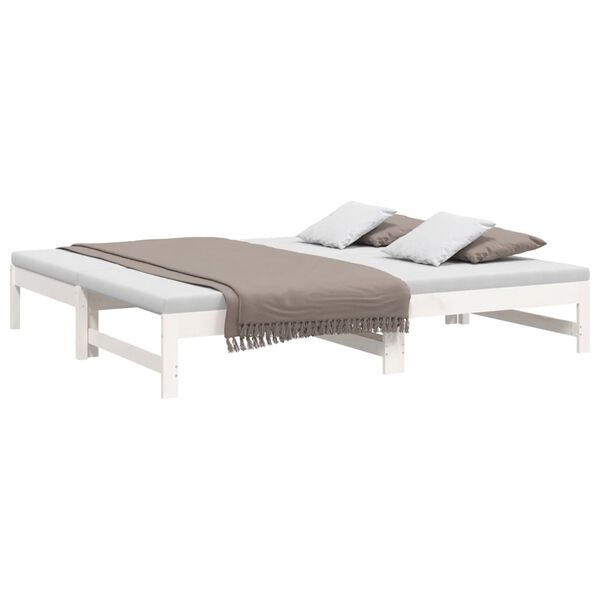 vidaXL Estrutura sofá-cama de puxar 2x(90x190) cm pinho maciço branco