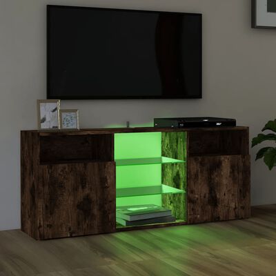 vidaXL Móvel de TV com luzes LED 120x30x50 cm carvalho fumado