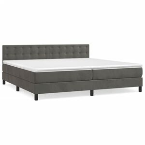 vidaXL Cama com molas/colch&atilde;o 200x200 cm veludo cinzento-escuro