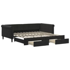 vidaXL Sof&aacute;-cama com gavet&atilde;o e gavetas 100x200 cm veludo preto