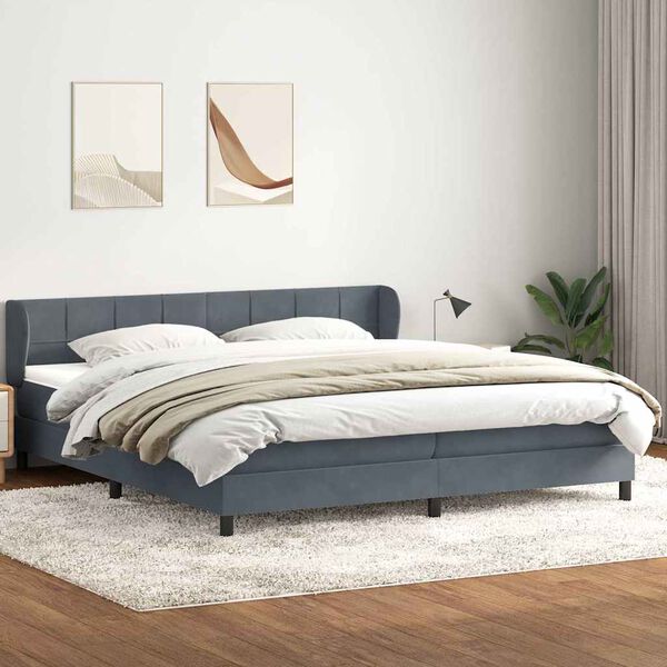 vidaXL Cama com molas/colch&otilde;es 180x210 cm veludo cinzento-escuro