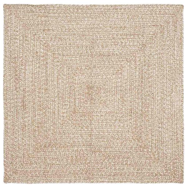 vidaXL Tapetes de &aacute;rea Quadrado Natural e Branco 160 x 160 cm Juta