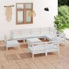 vidaXL 10 pcs conjunto lounge de jardim pinho maci&ccedil;o branco