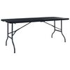 vidaXL Mesa de jardim dobr&aacute;vel 180x75x72 cm PEAD imita&ccedil;&atilde;o vime preto