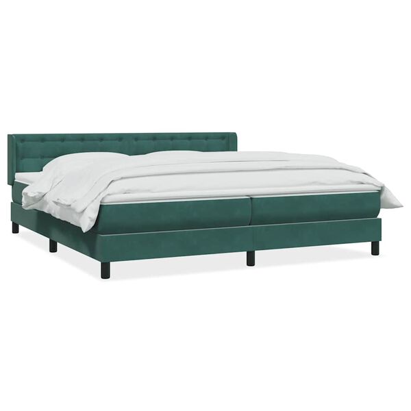 vidaXL Cama com molas colch&atilde;o 200x210 cm veludo verde-escuro