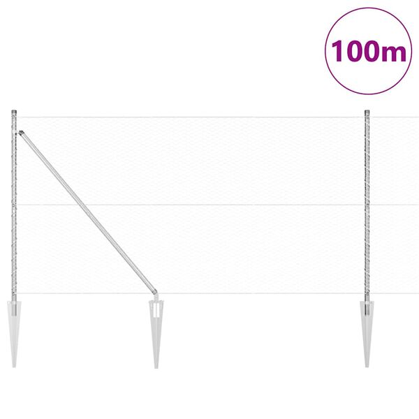 vidaXL Poste de Cerca Prateado 100 x 1,4 m (malha de 25 mm) A&ccedil;o