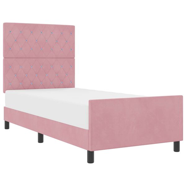 vidaXL Cama Box com cabeceira Rosa 100 x 200 cm Veludo