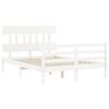 vidaXL Estrutura de cama com cabeceira 140x190cm madeira maciça branco