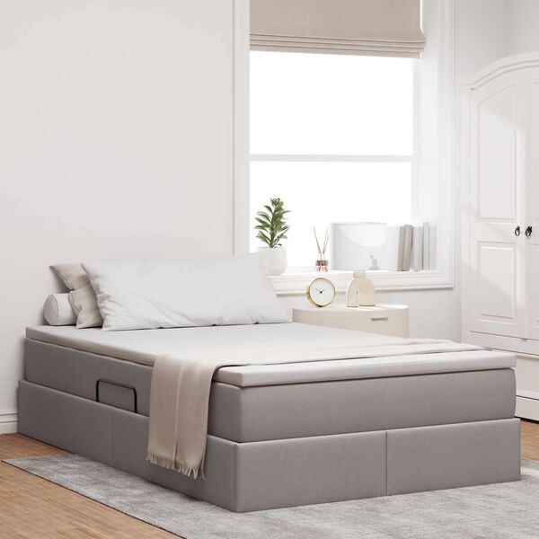 vidaXL Cama com arruma&ccedil;&atilde;o e colch&atilde;o Cinzento-acastanhado 120 x 190 cm