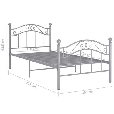 vidaXL Estrutura de cama 100x200 cm metal cinzento