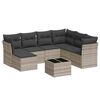 vidaXL 8 pcs conj. sof&aacute;s jardim c/ almofad&otilde;es vime PE cinzento-claro