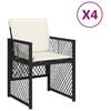 vidaXL Cadeiras de jardim com almofad&otilde;es 4 pcs vime PE preto