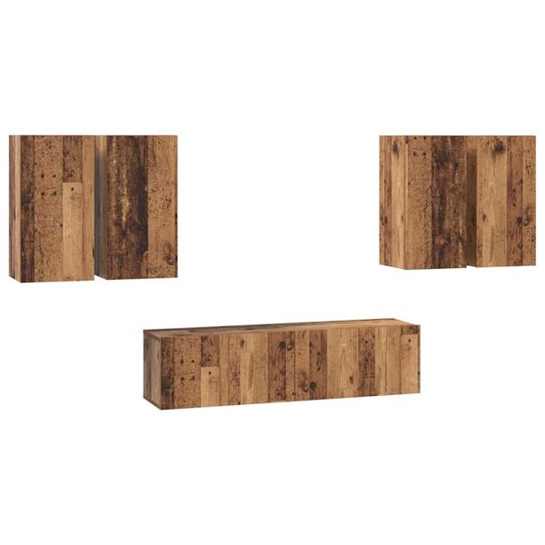 vidaXL Conjunto de m&oacute;vel de TV 6 pcs Madeira Antiga Madeira processada