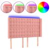 vidaXL Cabeceira de cama c/ luzes LED veludo 147x16x118/128 cm rosa