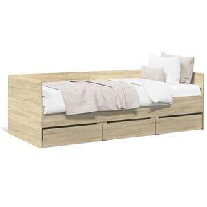vidaXL Sof&aacute;-cama com gavetas sem colch&atilde;o 75x190 cm carvalho sonoma