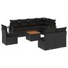 vidaXL 9 pcs conjunto de sof&aacute;s p/ jardim c/ almofad&otilde;es vime PE preto