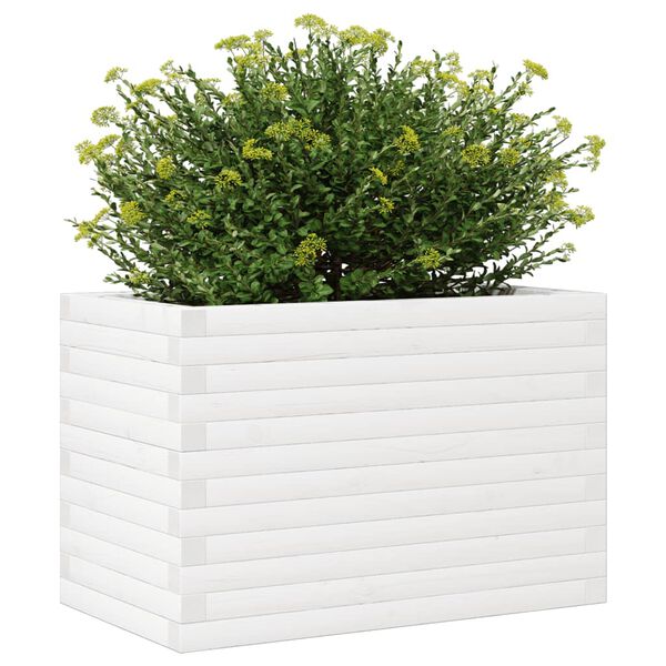 vidaXL Vaso/floreira de jardim 70x40x46 cm madeira pinho maci&ccedil;a branco