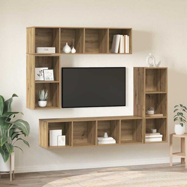 vidaXL Conjunto de m&oacute;vel de TV 4 pcs Carvalho Artesanal