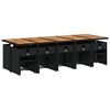 vidaXL 15 pcs conjunto de jantar p/jardim com almofad&otilde;es vime PE preto