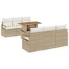 vidaXL Conjunto de Sof&aacute; de Jardim 7 unid. Bege Rattan Sint&eacute;tico