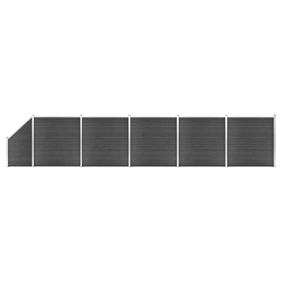 vidaXL Conjunto de painel de vedação WPC 965x(105-186) cm preto