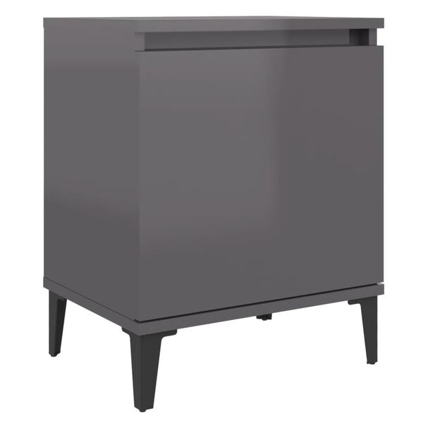 vidaXL Mesa de cabeceira pernas metal 40x30x50 cm cinzento brilhante