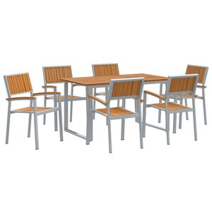 vidaXL Conjunto de Jantar para Jardim 7 unid. Cinzeto