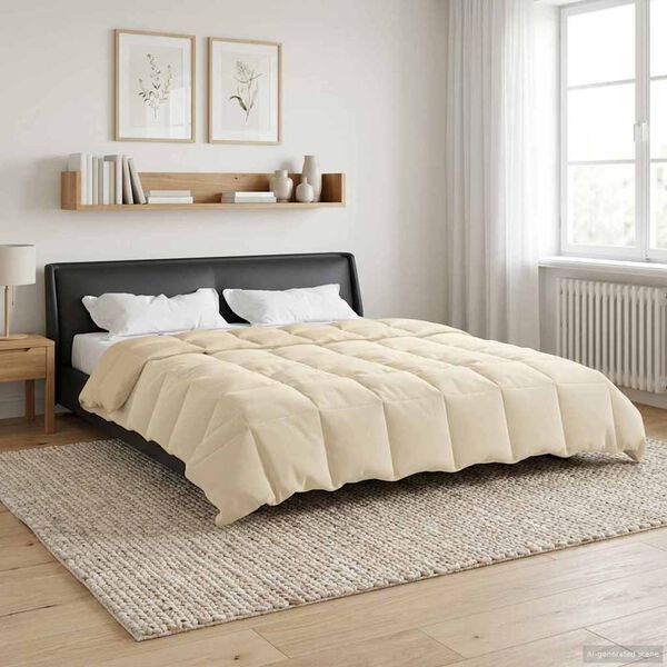 vidaXL Duvet de Ano Inteiro Colchonete Creme 200 x 200 cm Microfibra
