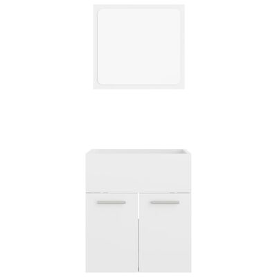 vidaXL 2 pcs conj. móveis casa de banho contraplacado branco brilhante
