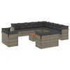 vidaXL 14 pcs conjunto sof&aacute;s p/ jardim c/ almofad&otilde;es vime PE cinzento